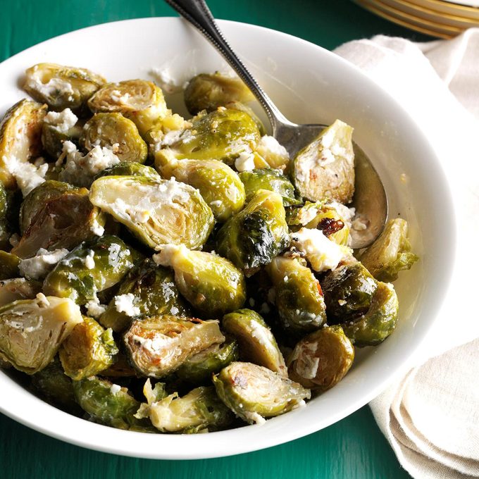 Brussels Sprouts with Garlic & Goat Cheese