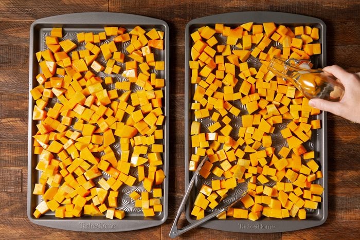 Roasting the butternut squash