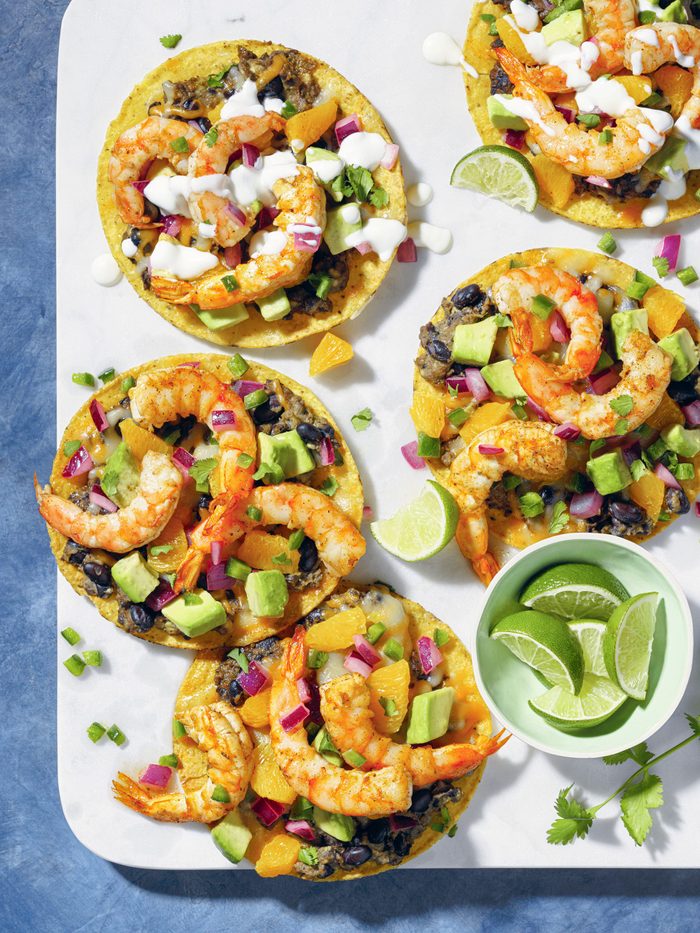 Shrimp Tostadas with Avocado Salsa