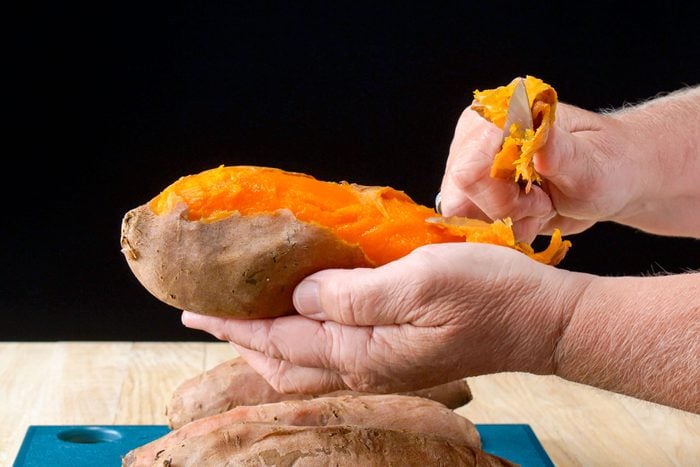 Peeling Sweet Potatoes with Knife