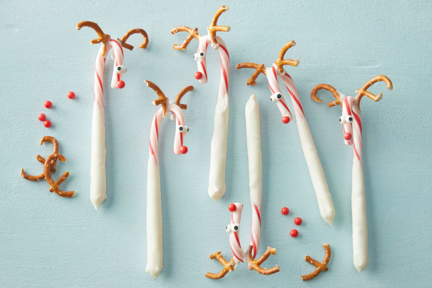 Candy Cane Reindeer on blue background