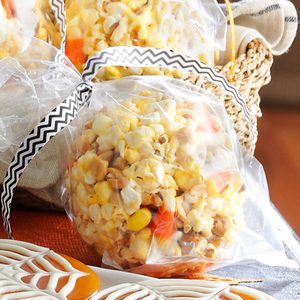 Candy Corn & Peanut Popcorn Balls