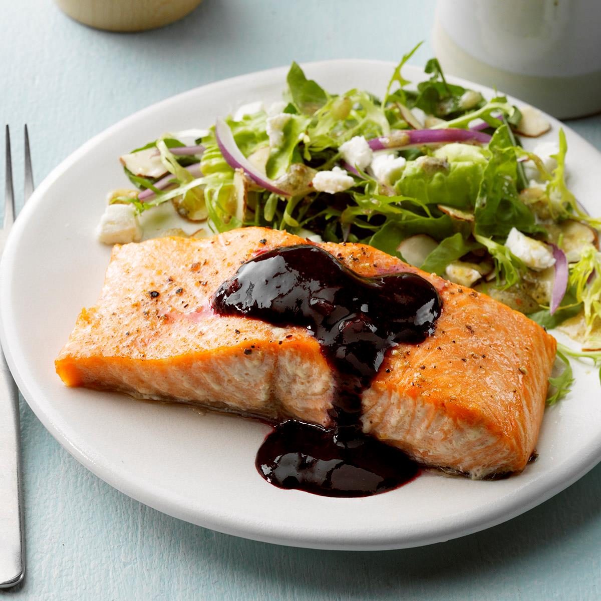 Day 30: Cedar Plank Salmon with Blackberry Sauce