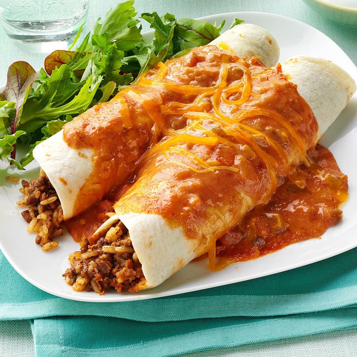 Cheddar Beef Enchiladas Recipe | Taste of Home