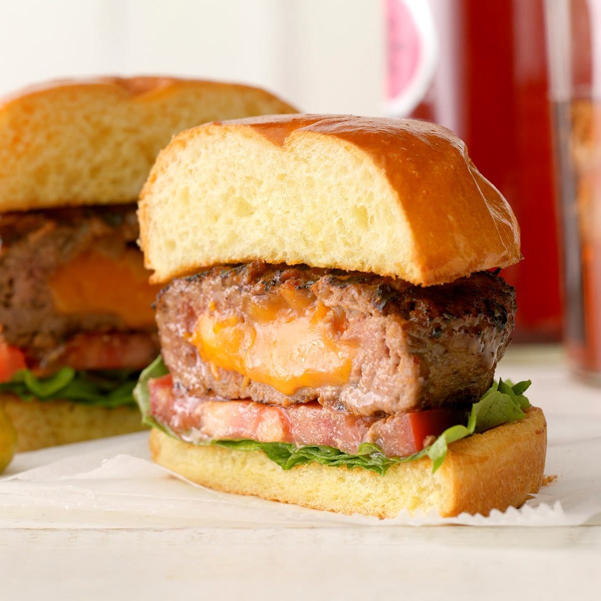 New Hampshire: Cheese-Stuffed Burgers for Two