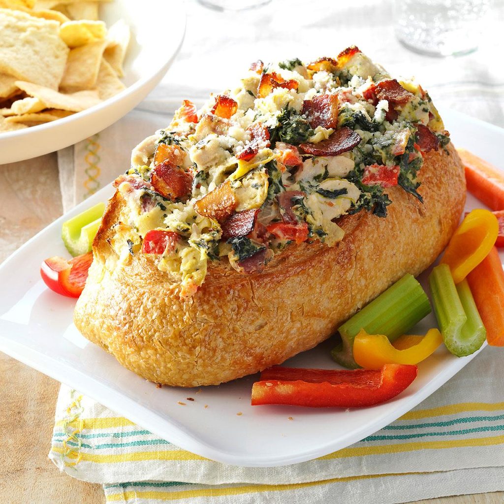 Chicken Spinach Dip Bread Bowls