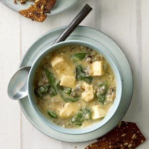 Chicken Wild Rice Soup with Spinach