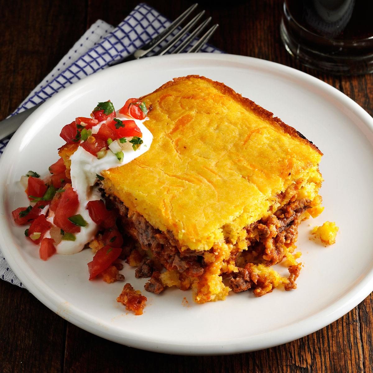 Day 14: Chili Beef Corn Bread Casserole