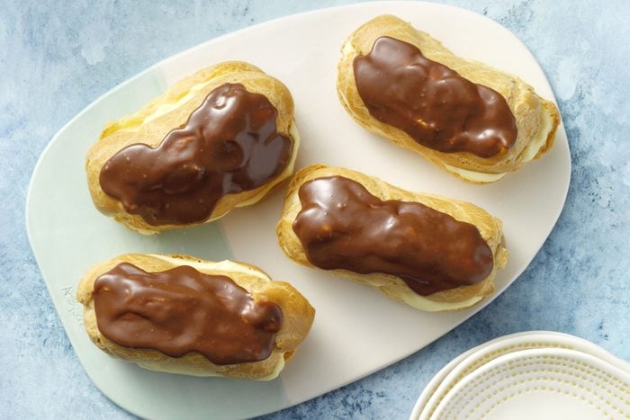 Chocolate Eclairs served in plate