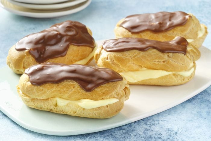 Chocolate Eclairs served