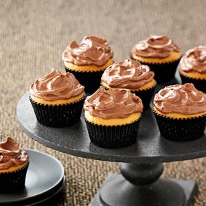 Chocolate Frosted Peanut Butter Cupcakes