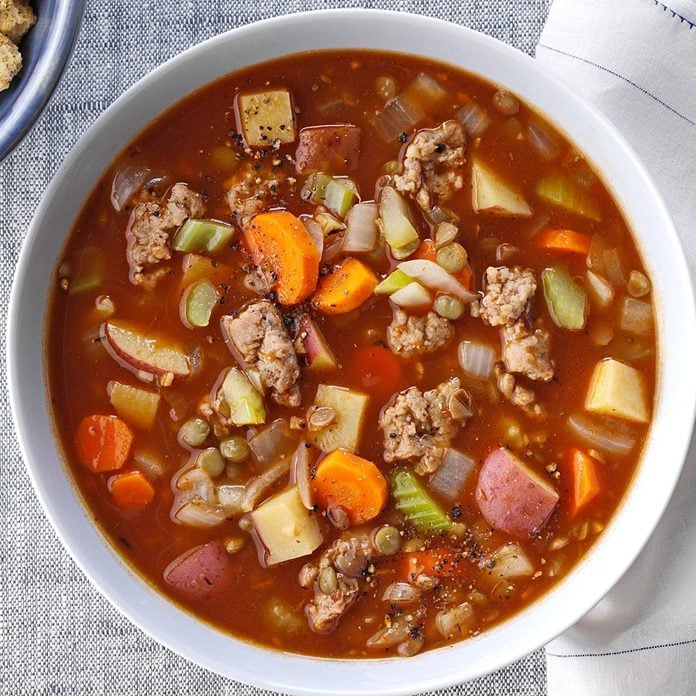 Chunky Sausage Lentil Soup