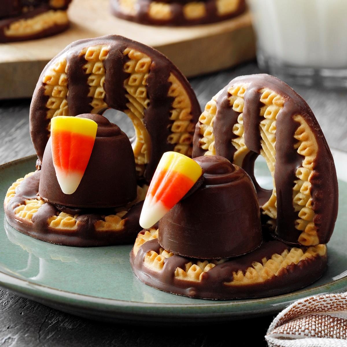 Fudge-Striped Turkey Cookies