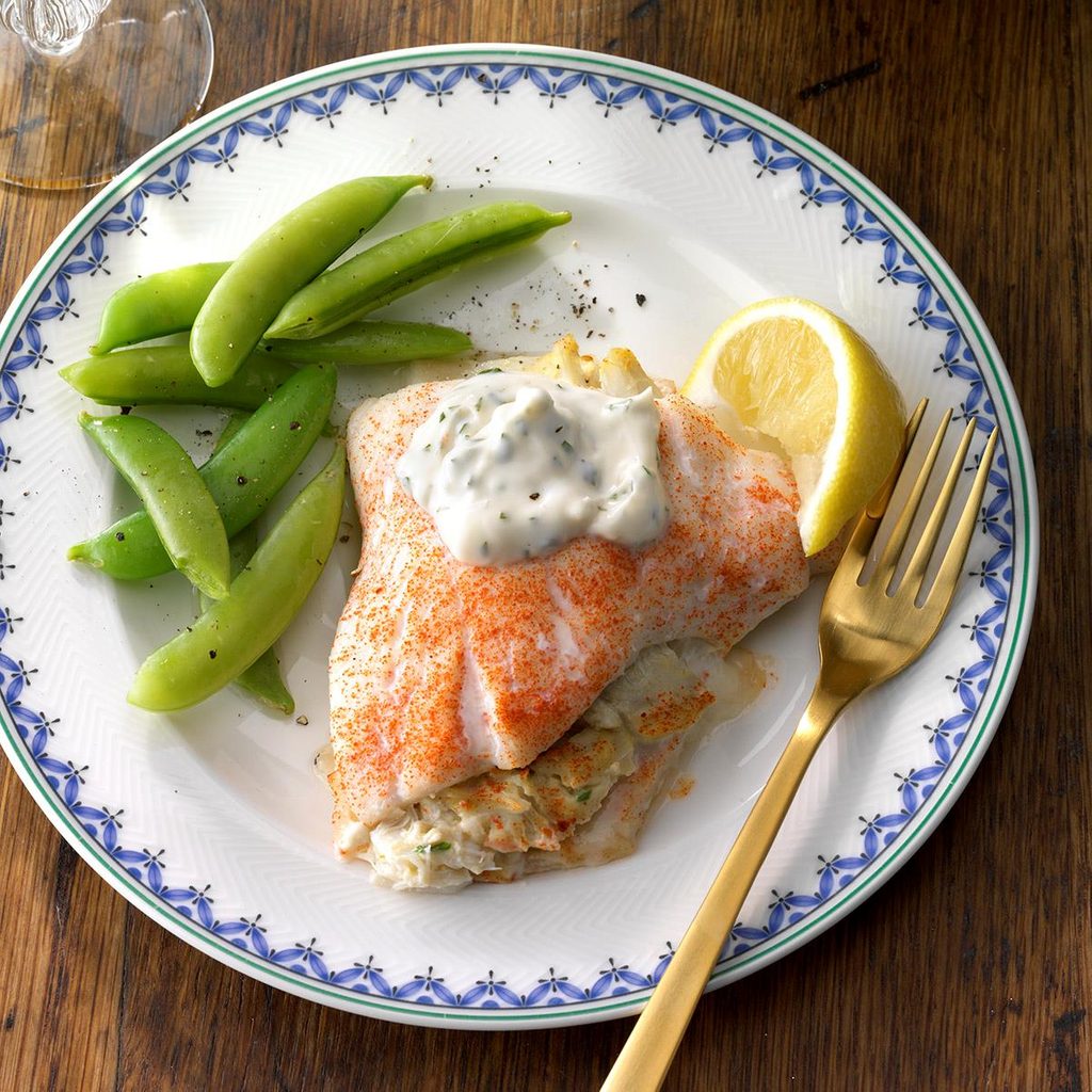 Crab-Stuffed Flounder with Herbed Aioli