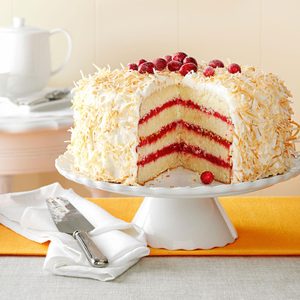 Cranberry Coconut Cake with Marshmallow Cream Frosting