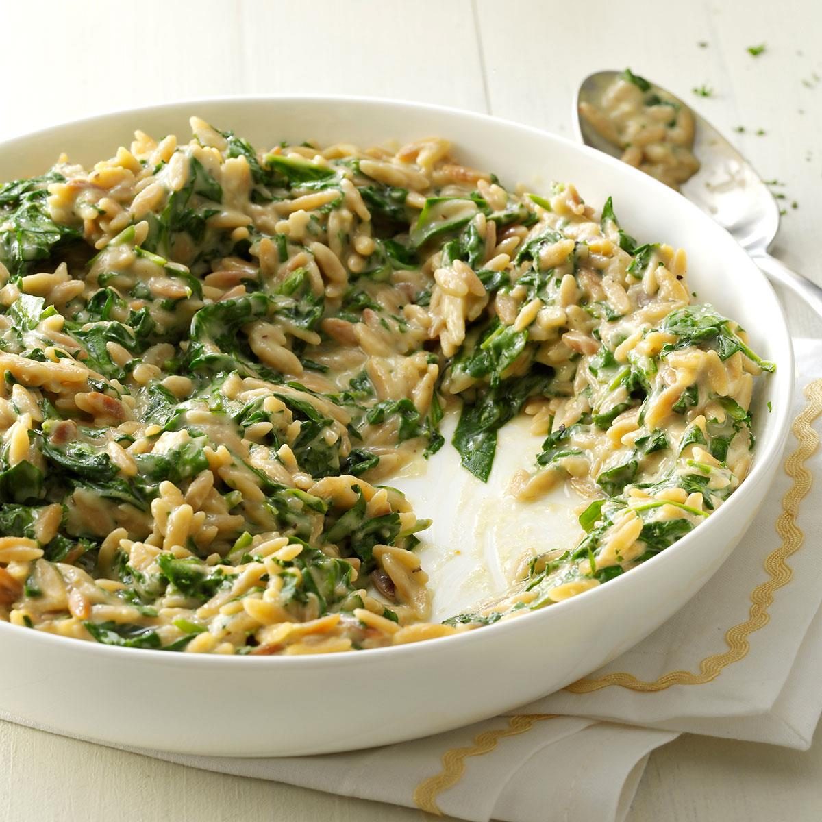 Creamy Roasted Garlic & Spinach Orzo