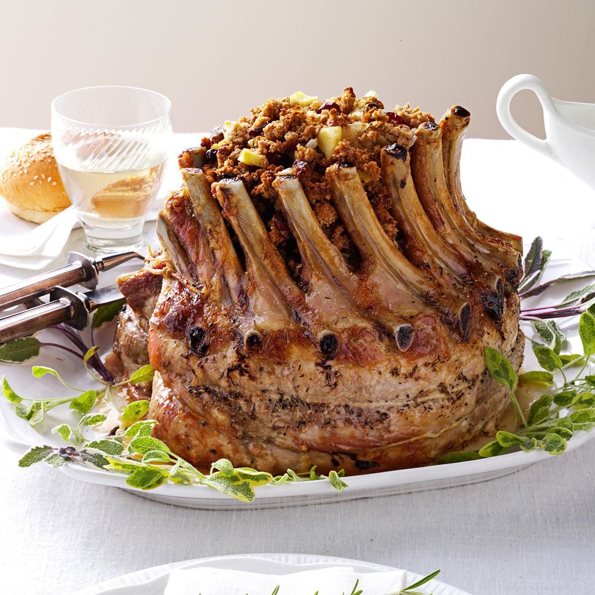 Crown Pork Roast with Apple-Cranberry Stuffing