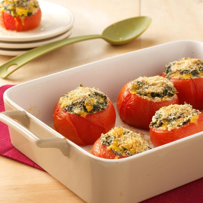 Crumb-Topped Spinach-Stuffed Tomatoes