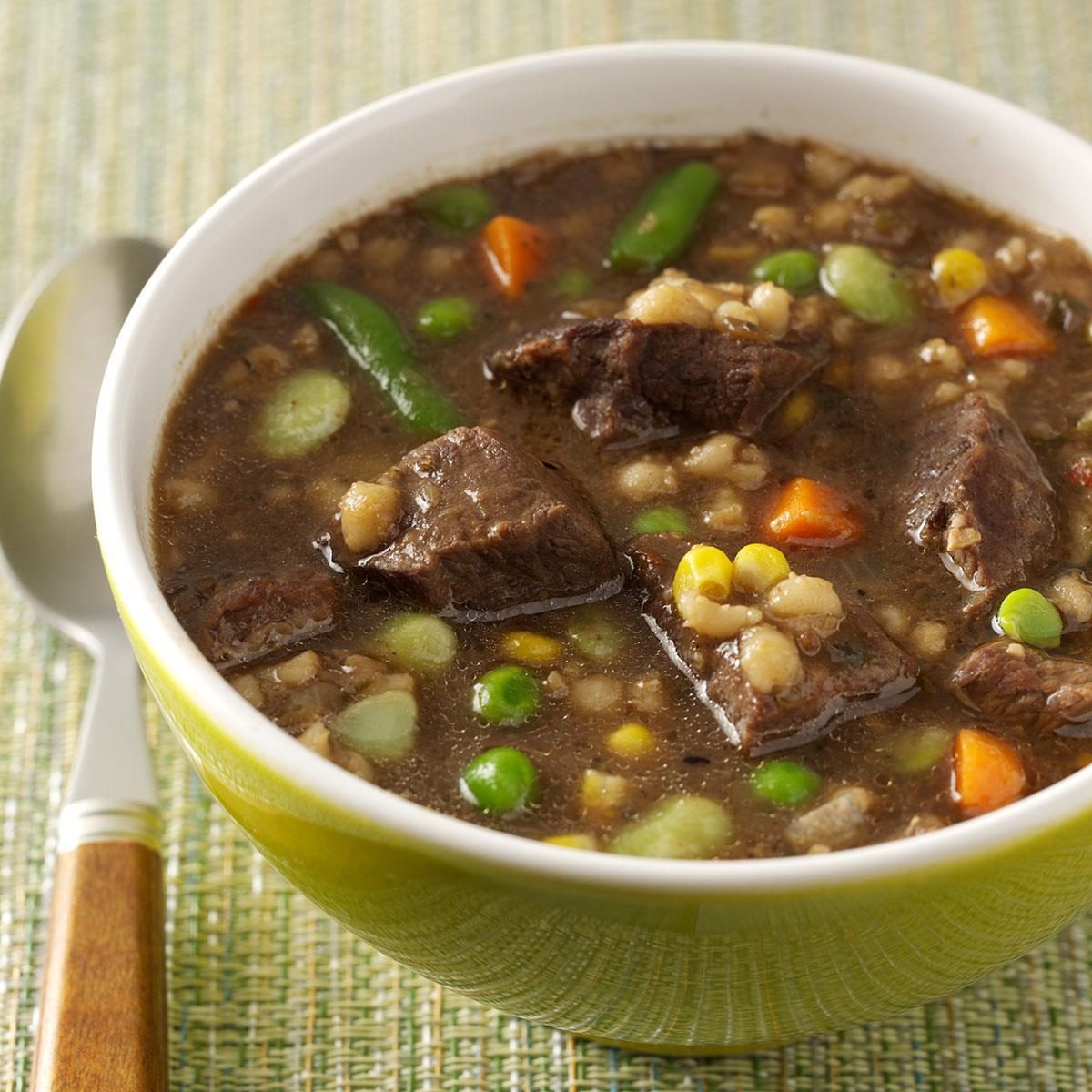 Cubed Beef and Barley Soup Recipe: How to Make It | Taste of Home