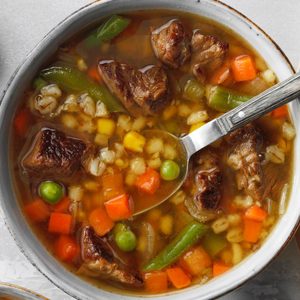 Cubed Beef and Barley Soup