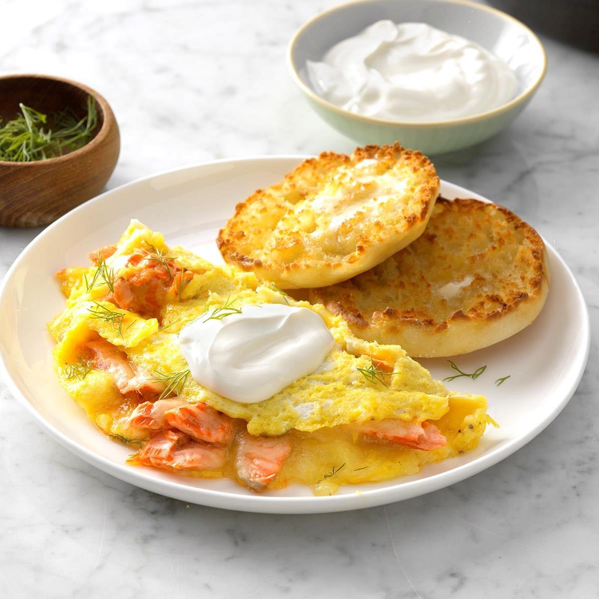 Vermont: Dilled Salmon Omelets with Creme Fraiche