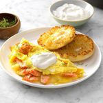 Dilled Salmon Omelets with Creme Fraiche