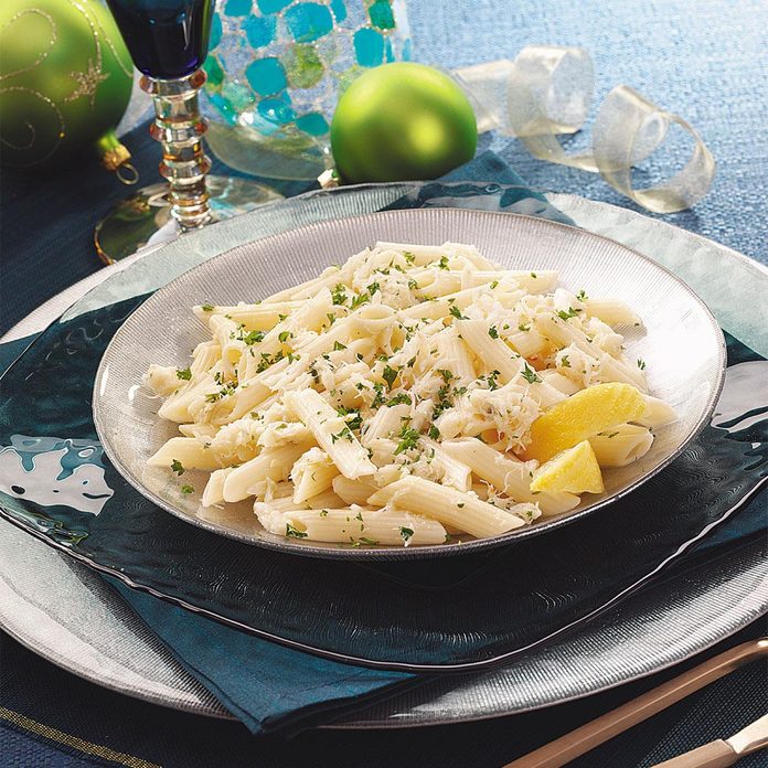 Lemon-Garlic Penne with Crab