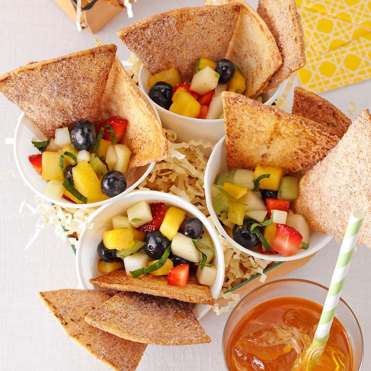 Fresh Fruit Salsa with Cinnamon Chips