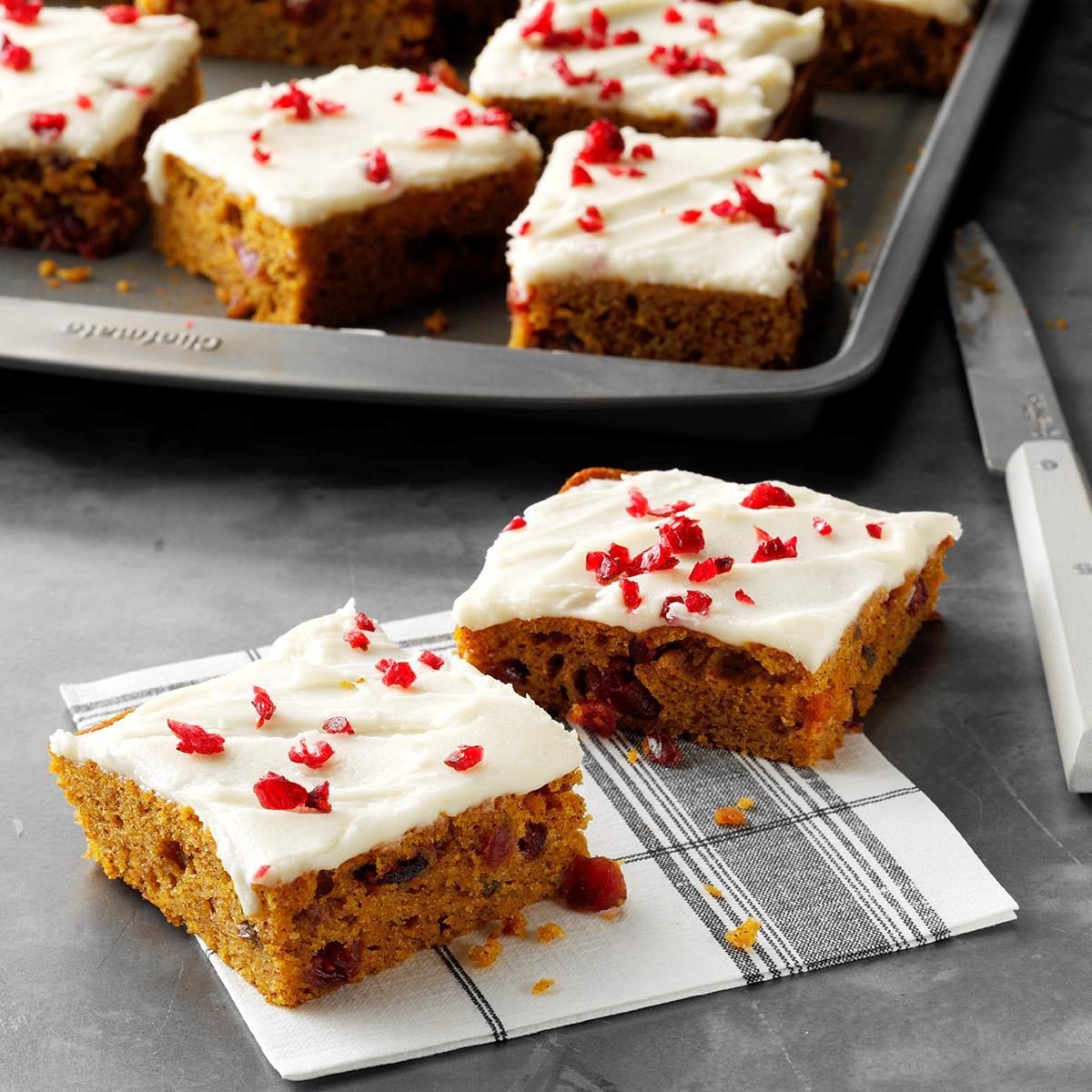 Frosted Pumpkin Cranberry Bars
