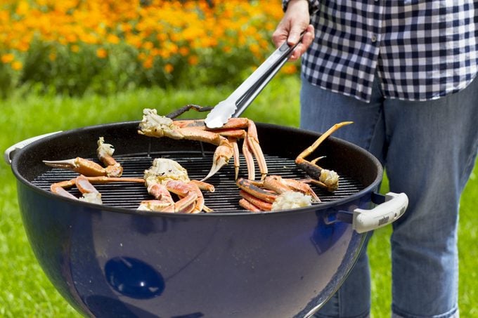 Crab legs on a grill
