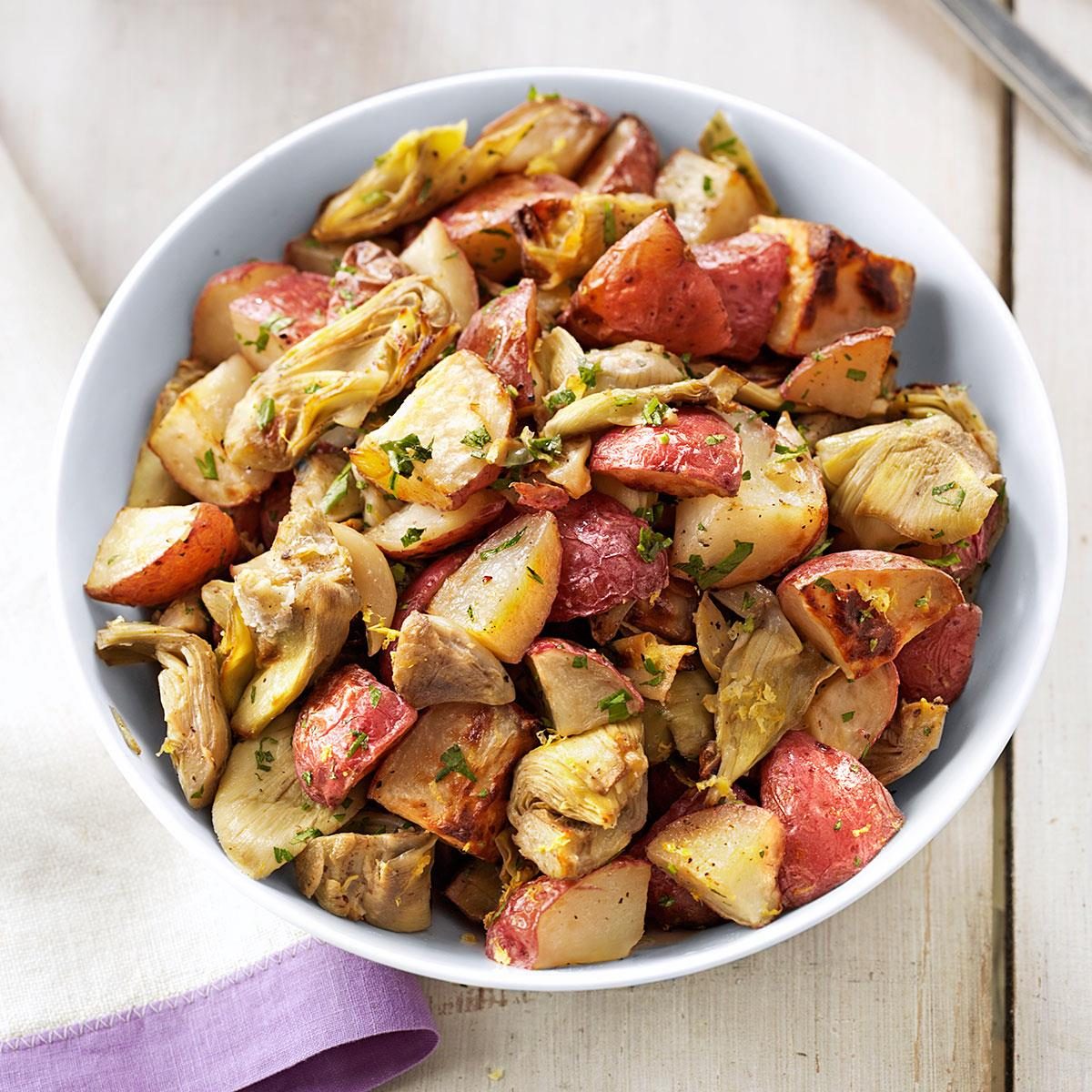 Garlic and Artichoke Roasted Potatoes