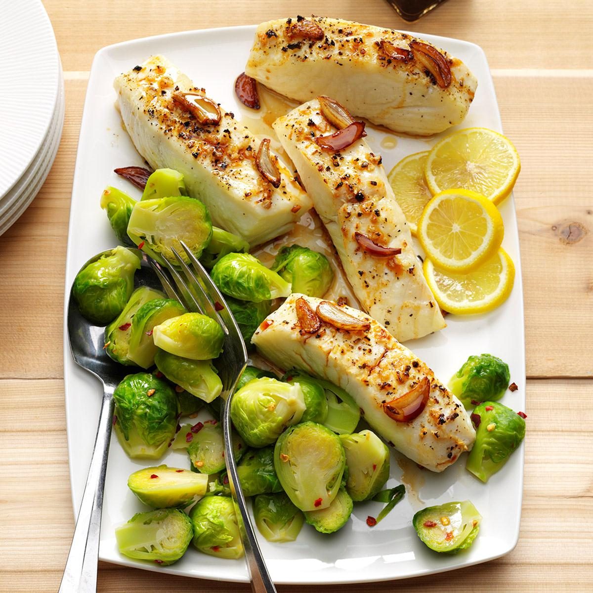 Ginger Halibut with Brussels Sprouts