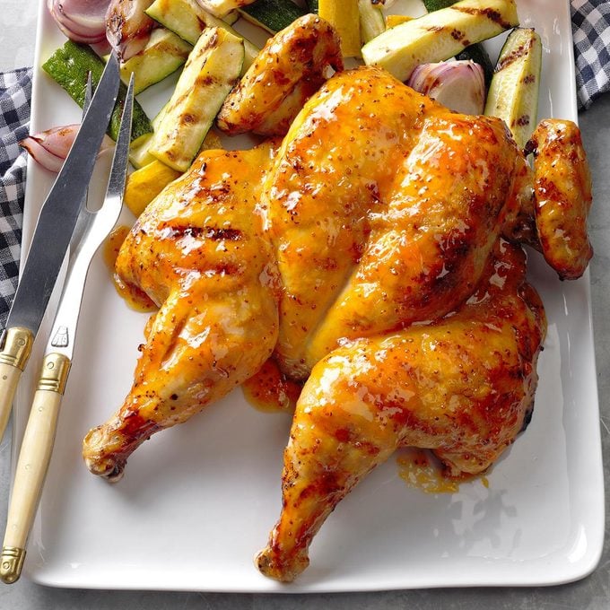 Grilled Glazed Spatchcocked Chicken