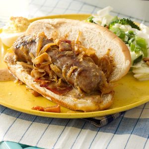 Grilled Beer Brats with Kraut