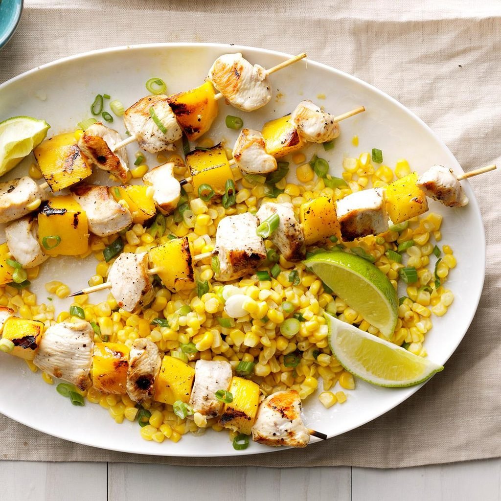 Grilled Chicken and Mango Skewers