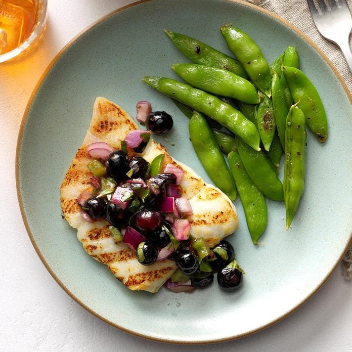 Grilled Halibut With Blueberry Salsa