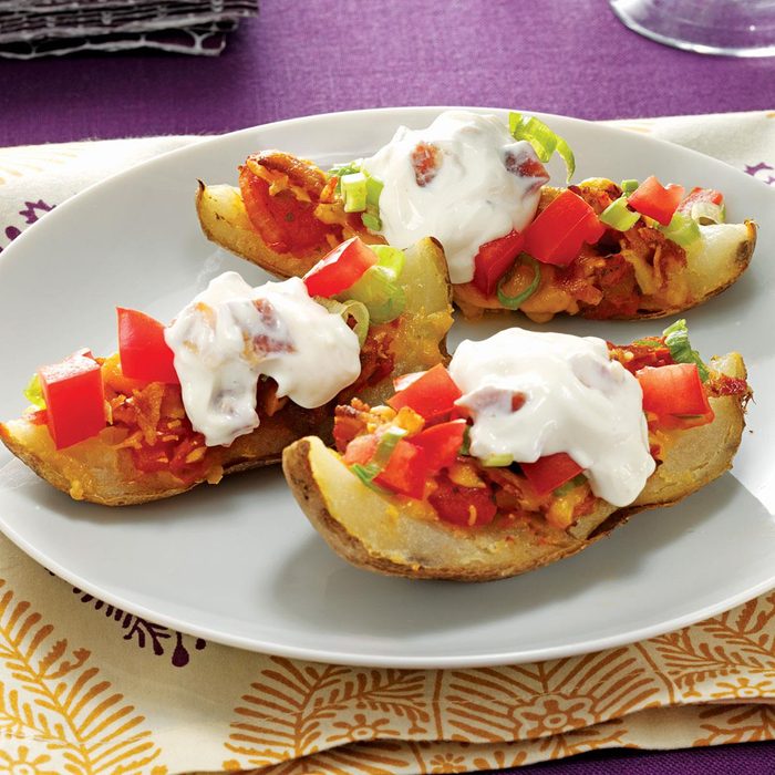 Grilled Potato Skins with Creamy Topping