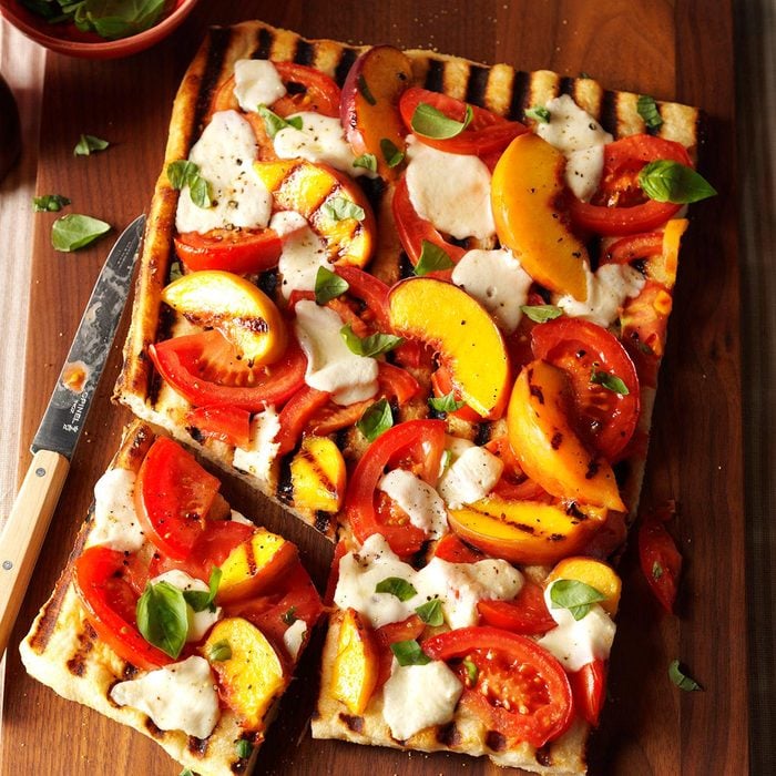 Grilled Tomato-Peach Pizza