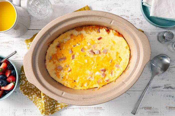 Ham And Cheese casserole in a slow cooker