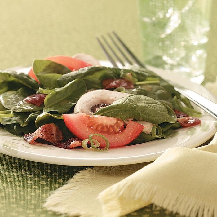 Hot Bacon Spinach Salad