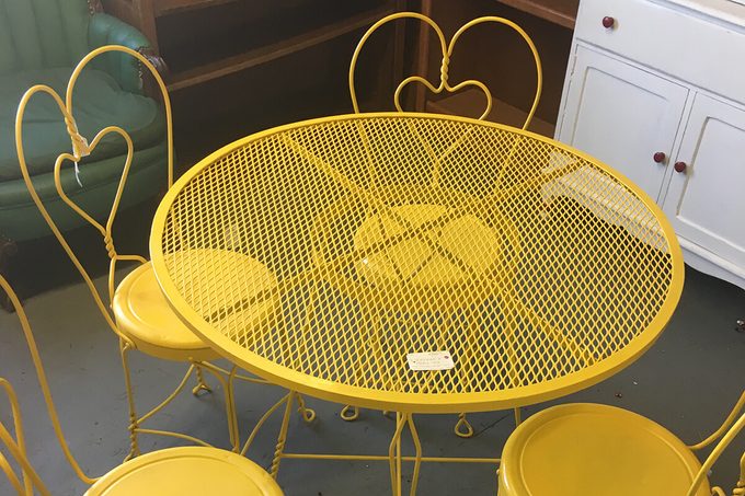Bright yellow ice cream parlor chairs