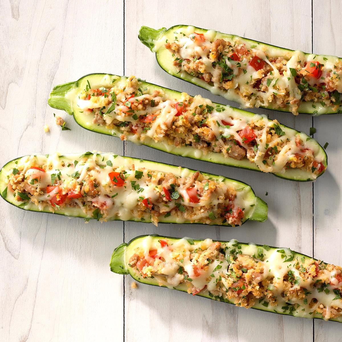 Italian Sausage-Stuffed Zucchini