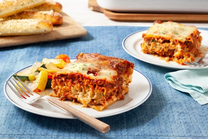 A Plate of Lasagna on a Table