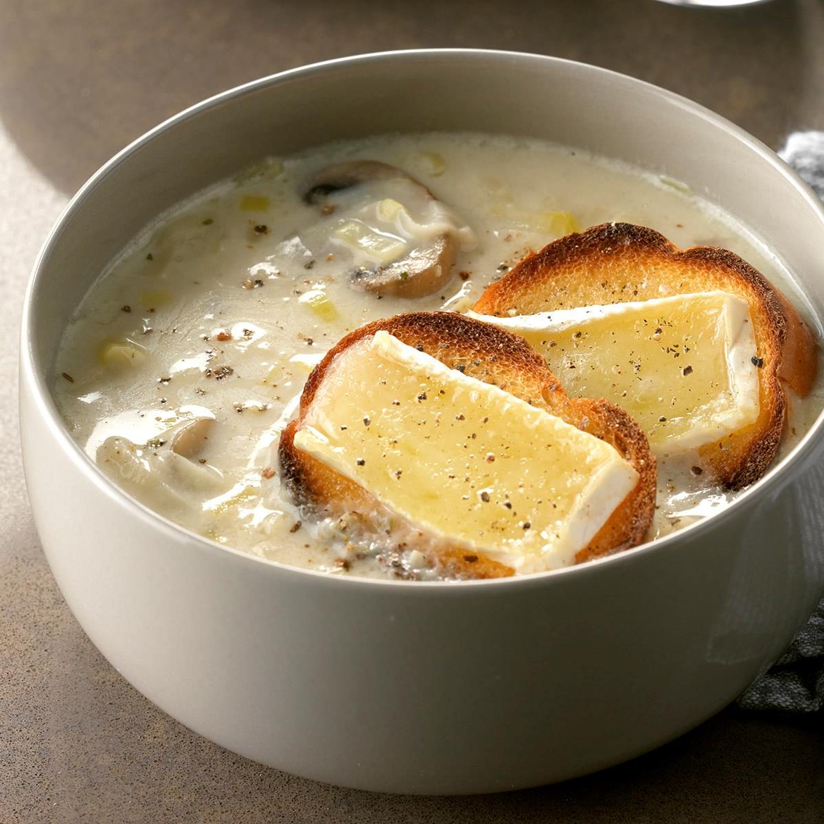 Leek Soup with Brie Toasts