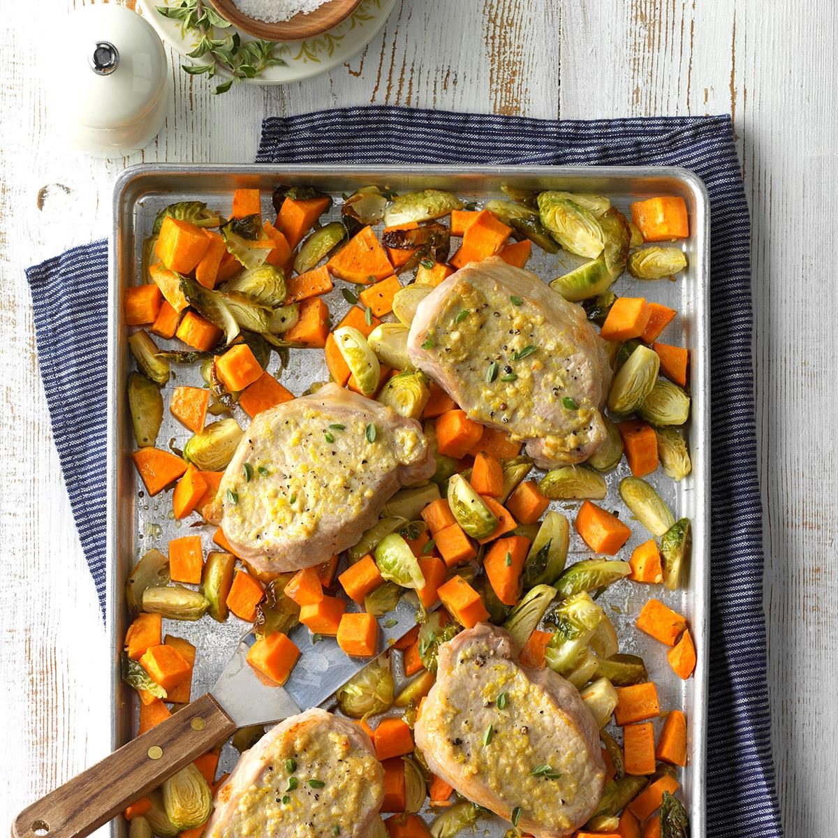 Lemon-Dijon Pork Sheet-Pan Supper