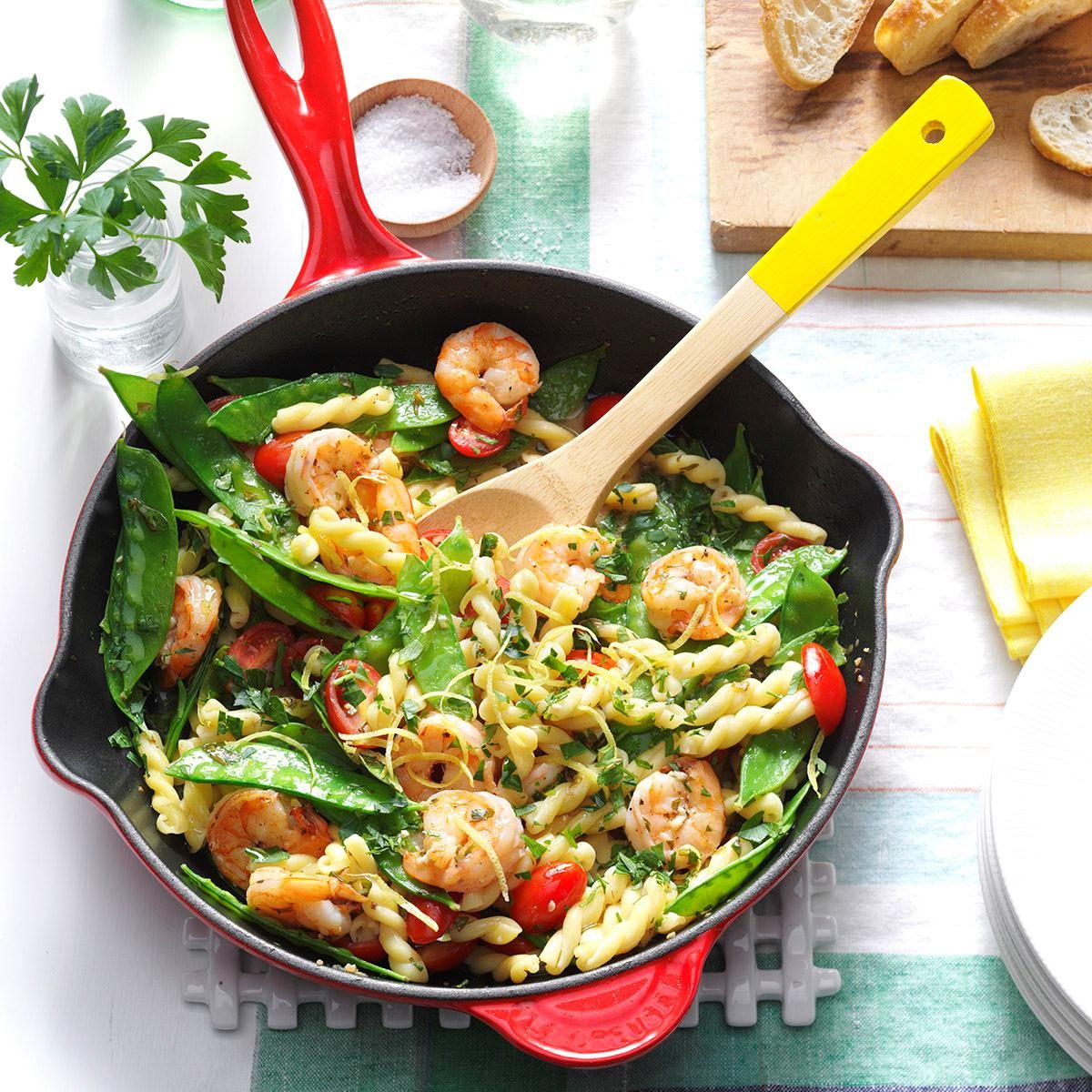 May 28: Lemony Shrimp & Snow Pea Pasta