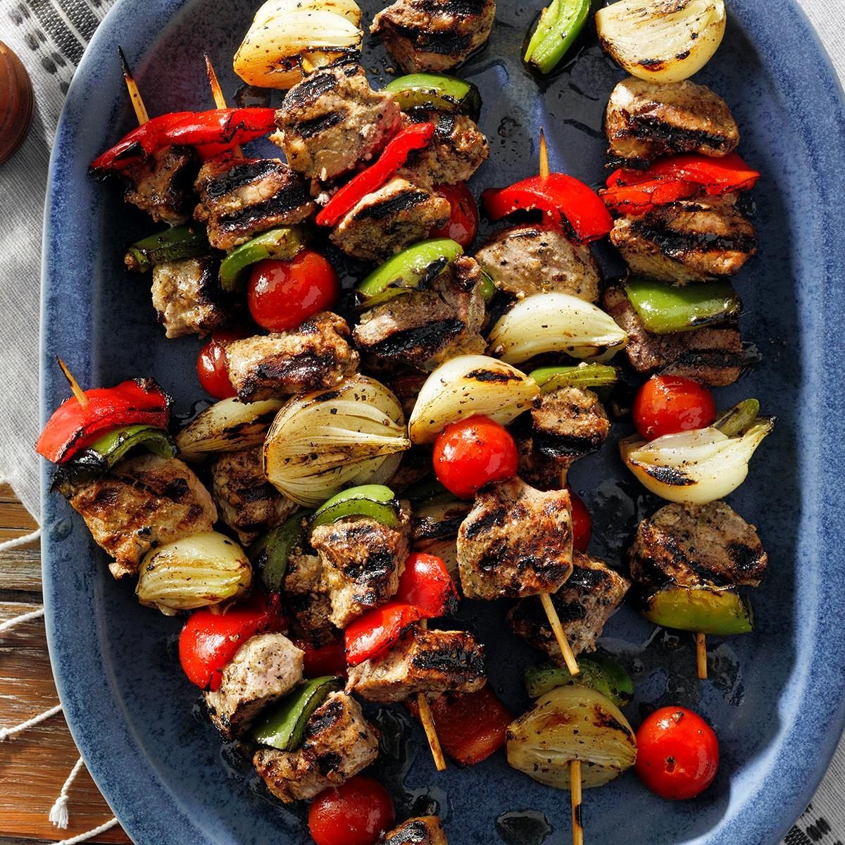 Easy Marinated Pork Skewers (Grilled or Oven Baked Pork Kabobs)