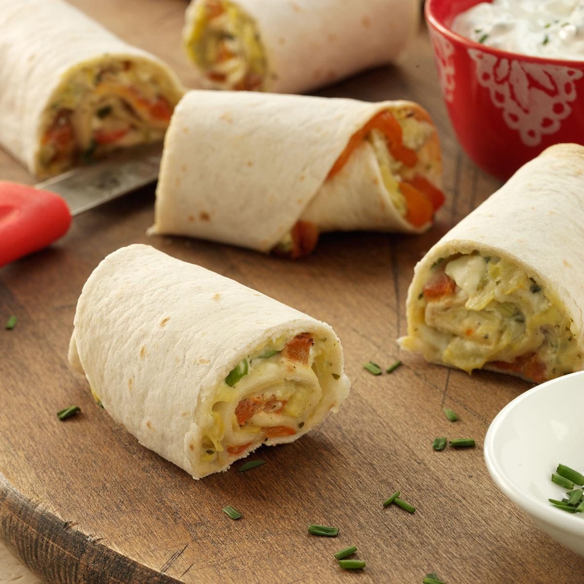 Mediterranean Artichoke and Red Pepper Roll-Ups