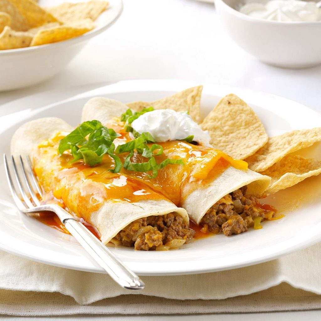 Microwave Beef & Cheese Enchiladas