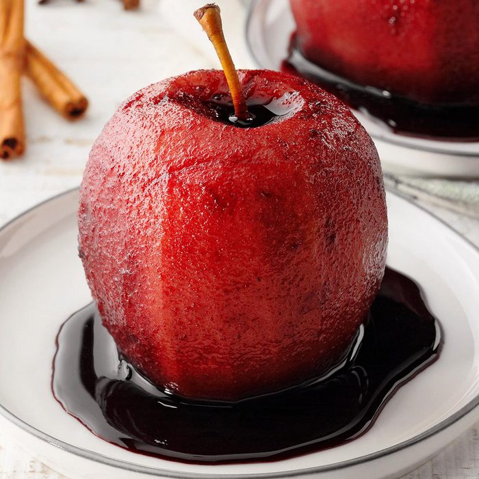 Mulled Wine-Poached Apples